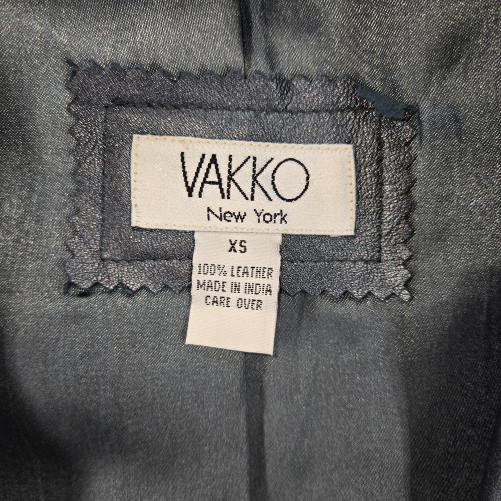 Vintage VAKKO New York Leather Skirt Blazer Suit Set Gunmetal Gray 2PC XS - Picture 4 of 8